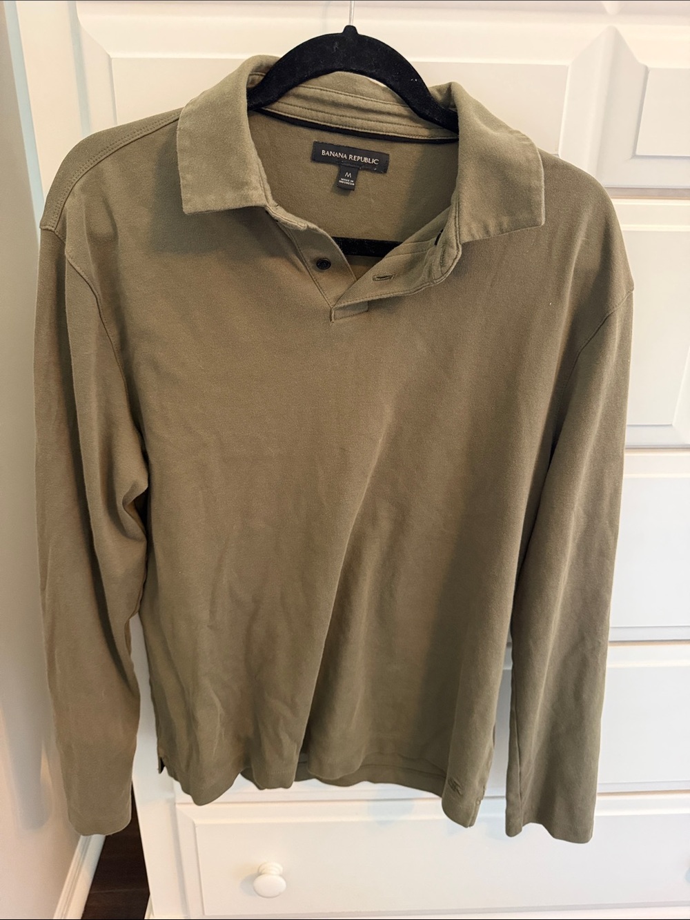 Banana Republic Olive Long-Sleeve Polo Shirt